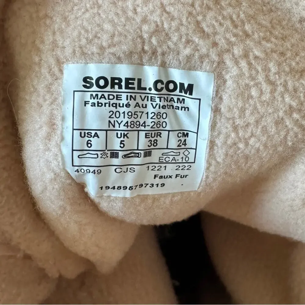 Sorel Youth Explorer II Joan Cozy Sherpa Lace Up Winter Boot Natural Green Sz 6
